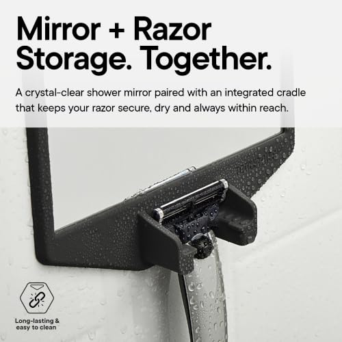 TOOLETRIES The Joseph Shower Mirror for Shaving and Razor Holder - Charcoal