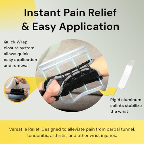 BraceUP Quick Wrap Wrist Brace for Carpal Tunnel, Tendonitis, and Arthritis – Hand and Wrist Support Splint (Left Hand) Left Hand