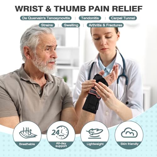 Medibot Wrist Brace & Thumb Spica Splint, for De Quervain's Tenosynovitis, Tendonitis, Carpal Tunnel & Arthritis Wrist Support Thumb Splint (Right Hand - Large) Right-L