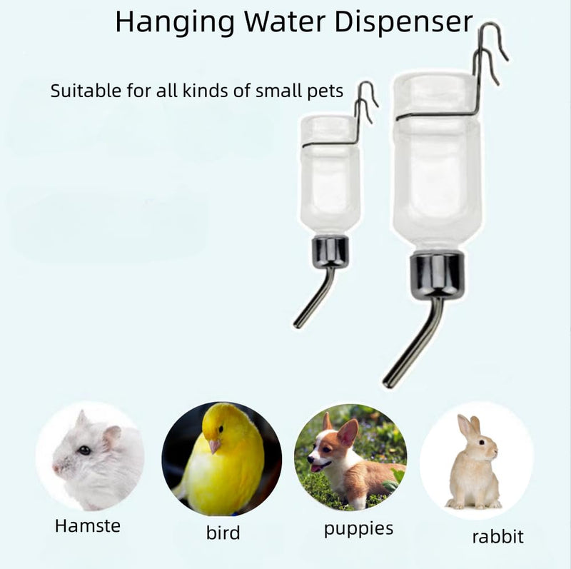 2 Pcs Pet Cage Water Bottle No Drip Small Animal Water Bottle, Hanging Waterer for Rabbit, Guinea Pig, Hedgehog, Squirrel, Rat, Chinchilla, Hamster Dispenser Bottle - BeesActive Australia