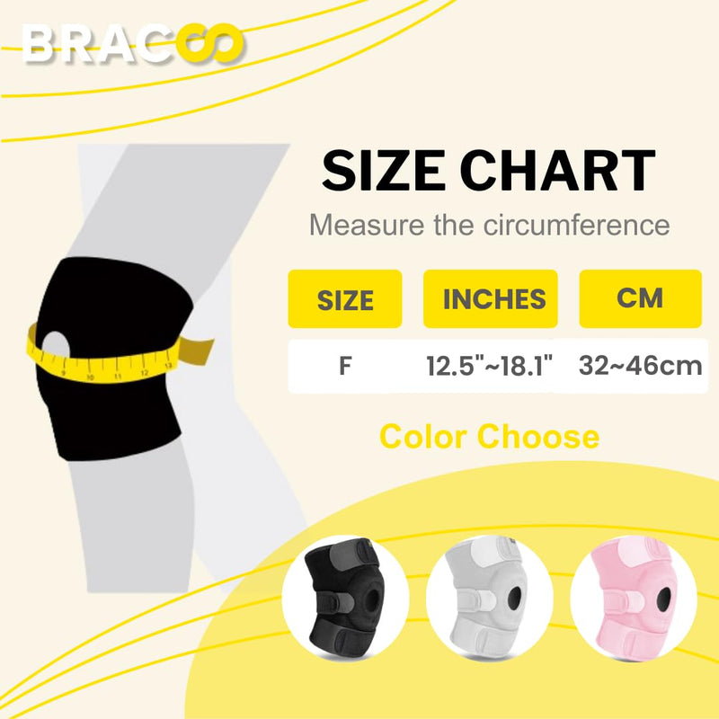 Bracoo Knee Support Brace for Men Women, Adjustable Compression Sleeve Wrap Patellar Pad Tendon - Arthritis Pain, meniscus tear, Injury Recovery, Running, Workout, KS10 Black 1 Count (Pack of 1) - BeesActive Australia