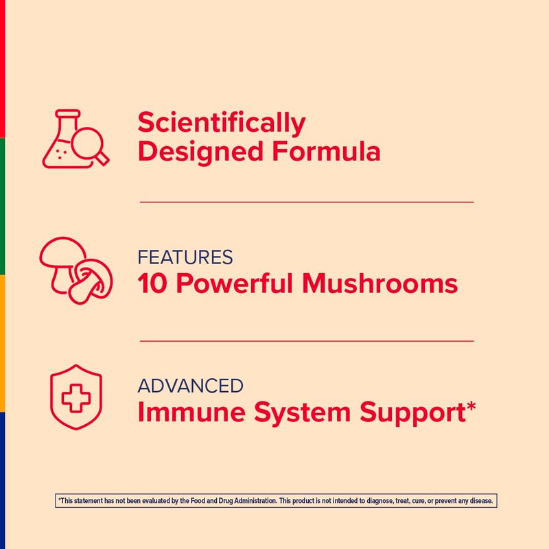 Stop Aging Now - Immune Support - with Vitamin C, Vitamin D3 and Mushroom Complex - 60 Vegetarian Capsules