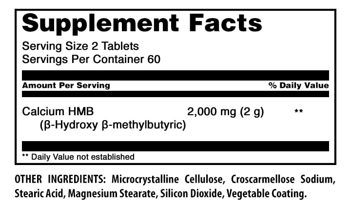 Amazing Formulas HMB (Beta-Hydroxy Beta-Methylbutyrate) Supplement | 2000 Mg Per Serving | 120 Tablets | Non-GMO | Gluten Free | Made in USA 1 Pack