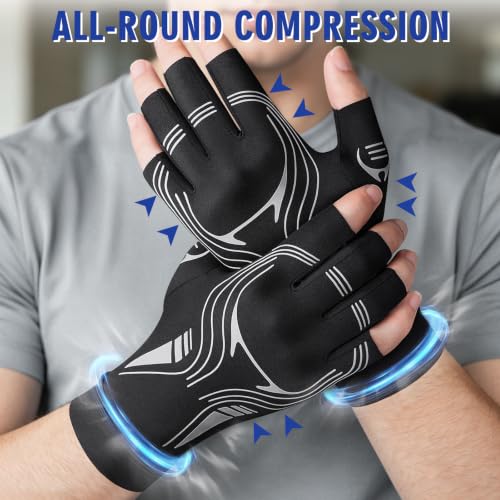 Compression Gloves Arthritis All-Around for Women Men for Pain Black-XL