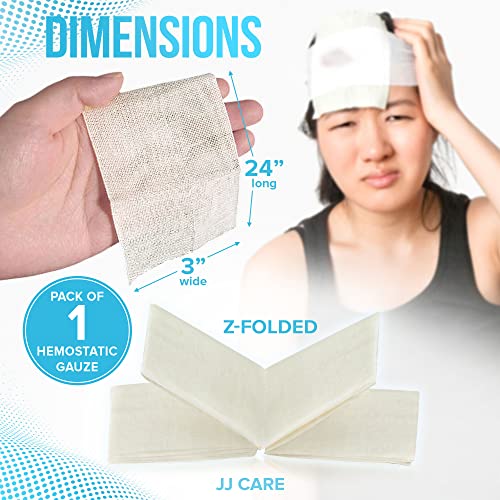 Z Folded Hemostatic Gauze (Pack of 1), 3"x24" Quick Clotting Combat Gauze, Hemostatic Dressing for Emergency Trauma, Immediate Hemostasis Clotting Bandage for Emergency Kits