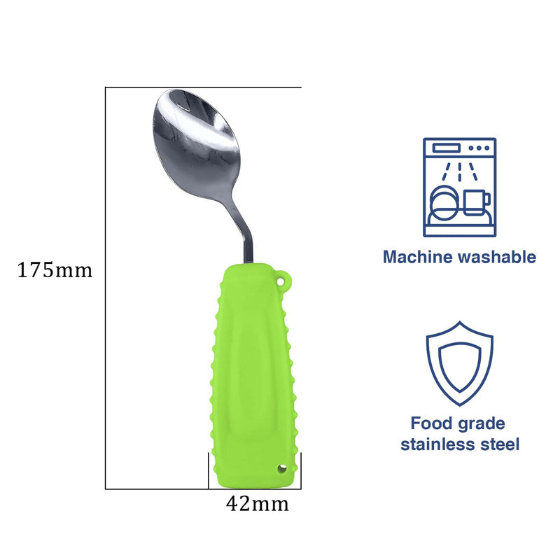 Adaptive Utensils Spoon & Fork Easy to Hold for Independent Eating, Weighted Utensils for Hand Tremors (Green Spoon & Fork Right Hand) 1 Set Green Spoon & Fork Right Hand - BeesActive Australia