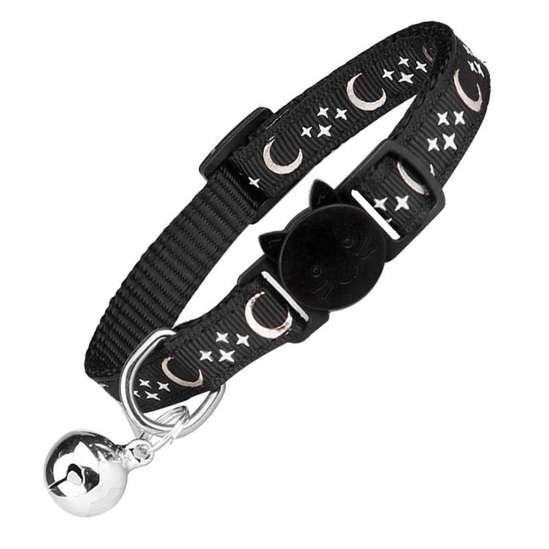 ZXUPOI Reflective Cat Collar with Safety Clasp and Bell 2-Piece Adjustable Collar Cat Kitten 19-32cm Black - BeesActive Australia