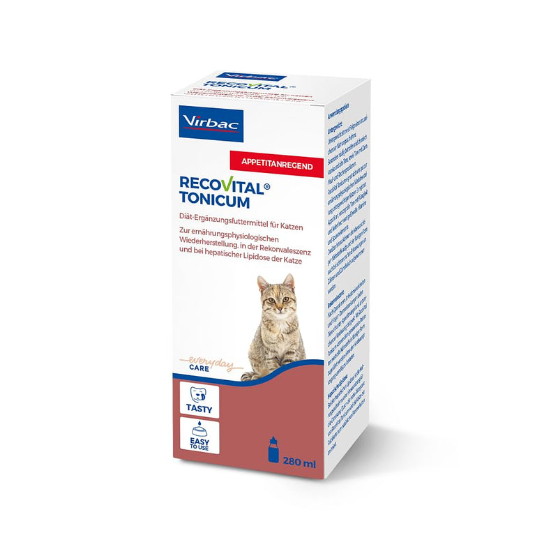 Virbac RecoVital Tonicum Cat | Double pack | 2 x 280ml | Liquid dietary supplement for cats | For nutritional restoration and convalescence - BeesActive Australia