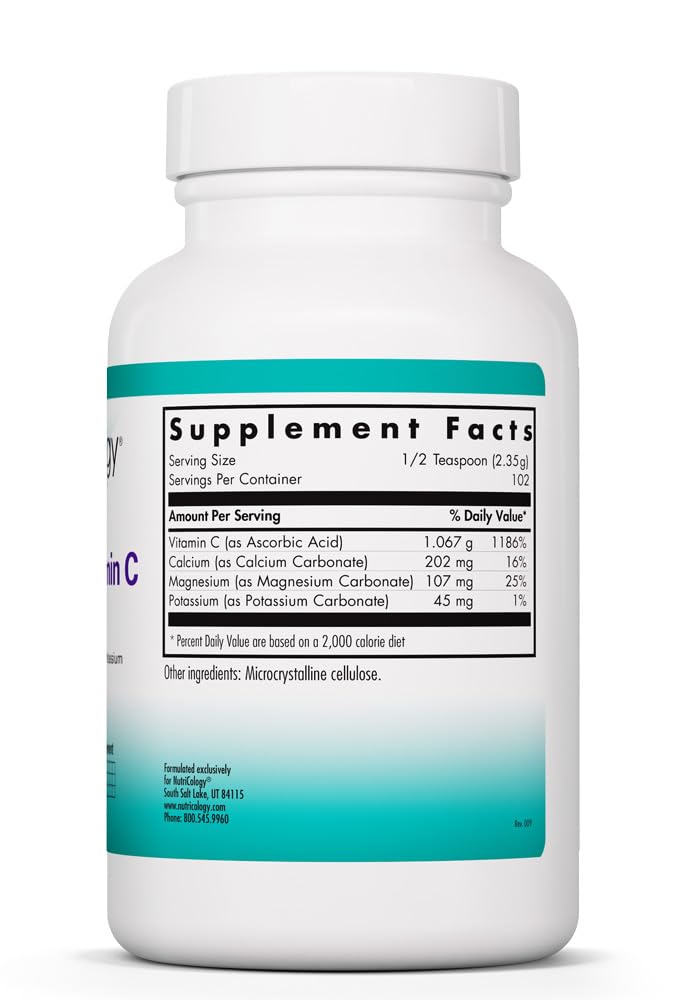 NutriCology Buffered Vitamin C Powder, Immune Support, 8.5 oz | Ascorbic Acid with Calcium, Magnesium and Potassium for Antioxidant and Immune Support, Non-GMO and Gluten-Free, 102 Servings
