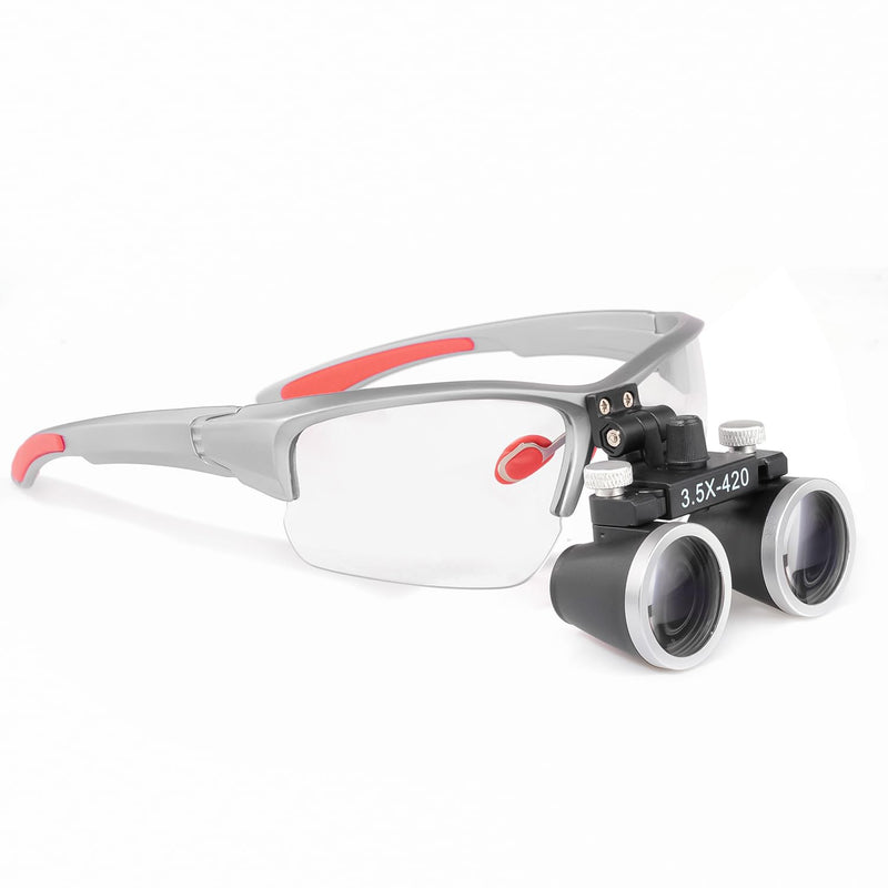 Loupes 2.5X 3.5X Magnification Binocular Magnifier Optical Glass Lens (3.5X, Silver)