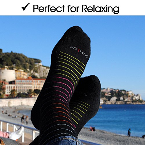 SocksLane Cotton Compression Socks, 15–20 mmHg Graduated Support, Knee-High Medical Compression (Nude Stripes M/L) Medium/Large (1 Pair) Nude Stripes