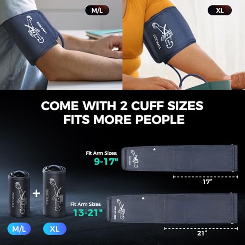 Blood Pressure Monitor,2 Upper Arm Large Blood Pressure Cuffs,3 X199 Memory