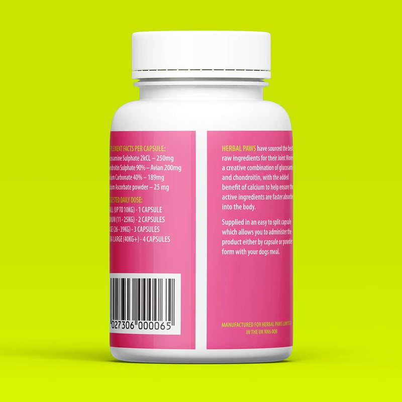 Joint Mover Dog Joint Supplement - Glucosamine and Chondroitin with Calcium - Supports Mobility and Healthy Joints - Plant-Based Capsules
