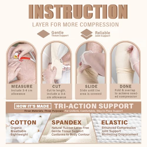 EVERLIT 560D Cotton Blend Elasticated Tubular Support Bandage | Latex-Free, Extra-Thick Breathable Stockinette for Arm, Knees, Legs | Moderate to High Compression for Sensitive Skin (D | 3" x 11 yd) Size D | 3" x 11 yd