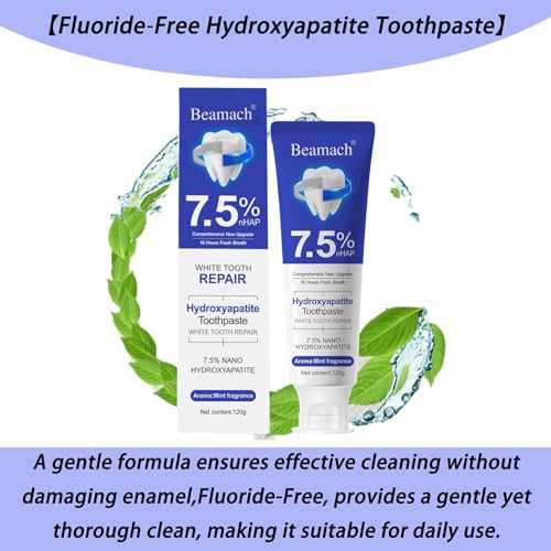 7.5% Hydroxyapatite Toothpaste – Nano Hydroxyapatite Whitening Toothpaste for Enamel Protection & Tooth Strengthening, Fluoride-Free Probiotic Formula with Gentle Mint Flavor & Fresh Breath (3) 3