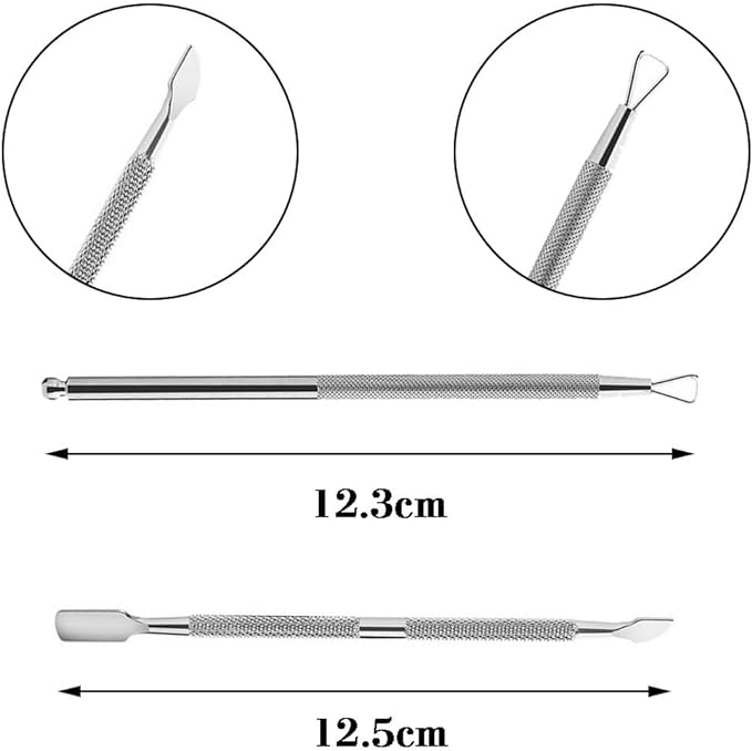 Cuticle Pusher Cuticle Pusher Metal Pusher Nail Scraper Stainless Steel Cuticle Removal Tool Nail Tool Nail Stripping Stainless Steel Waterproof Anti-Slip Great for Nail Polish Gel Nail Pack of 2 - BeesActive Australia