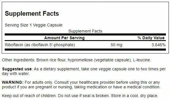 Swanson R-5-P (Riboflavin-5-Phosphate) - Vitamin B2 Supplement Promoting Energy, Metabolism & Vision Health - Natural Wellness Formula - (60 Capsules) (2 Pack) 60 Count (Pack of 2)