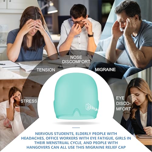 Migraine Relief Cap, All Around Gel Covered Reusable Headache Relief Cap, Blue Migraine Cap for Headache Relief, Puffy Eyes