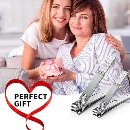 Derlaier Nail Clippers Set, Heavy-Duty Fingernail & Toenail Clippers，Silver Silvery-large/Small