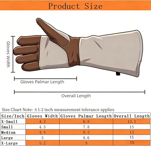 Welding Gloves -Long Sleeve Fireproof and Heat Resistant 15IN M Brown 1 Pair Medium