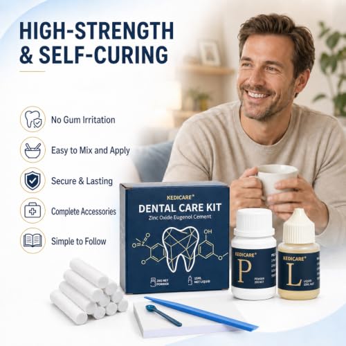 Zinc Oxide Eugenol Dental Cement Care Kit, Instant Tooth Filling Dental Glue Kit, High Strength Self-Curing, Home Oral Temporary Tooth Repair