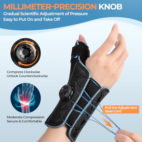 Wrist and Thumb Brace with 3 Ergonomic Stabilizers, Blue-Left Hand