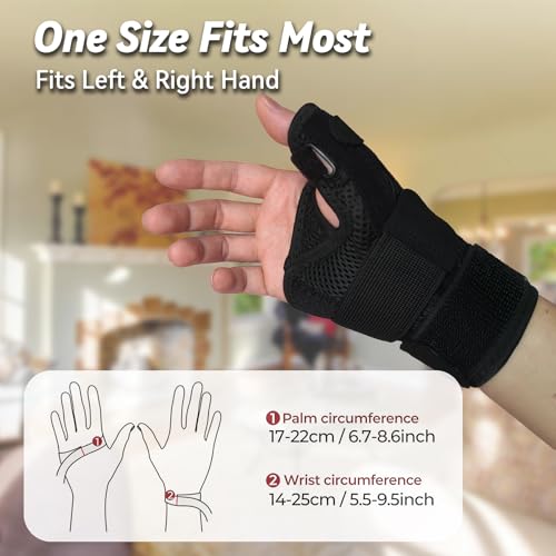 New Updated Thumb Brace for Women and Men, Reversible Trigger Thumb Splint for Day & Night Support, Breathable Thumb Stabilizer for Arthritis, Tendonitis, Sprains Thumb Pain Relief (Black) Black