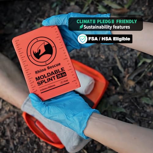 RHINO RESCUE First Aid Splint 36" X 4.3" Orange-Gray, Keep Bones in Position (4, Folded)