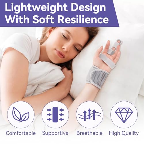 Single Trigger Finger Splint, Aluminum Finger Brace Joint Stabilizer, Adjustable Hand Brace and Wrist Brace Support for Middle, Index, Pinky or Ring Finger Support(Ultra-Slim) Single