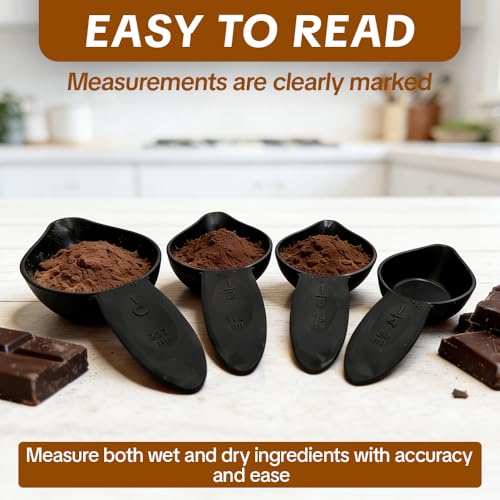 8-Piece Braille Measuring Set with Raised Braille Markings for Blind Black-8 Pieces
