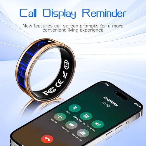 Smart Ring Fitness & Health Tracker with Display Screen for Men Women Rose Gold 9#