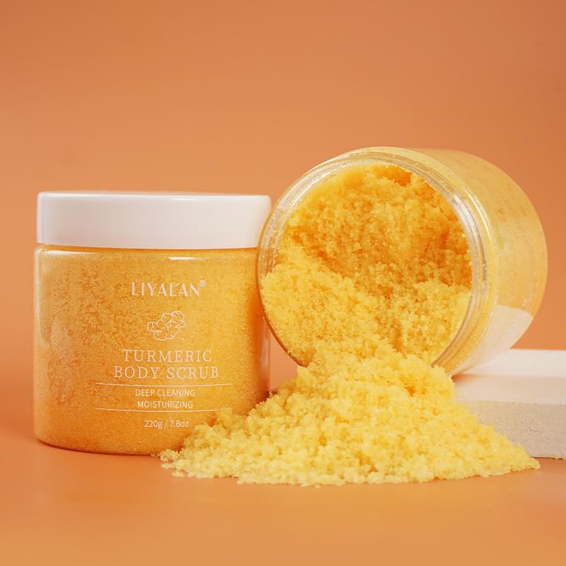 Liyalan Turmeric Body Scrub Moisturizing and Exfoliating Body, Face, Hand, Foot Scrub,Nourishes Skin,Deep Cleansing 7.8oz 7.8 Ounce (Pack of 1) - BeesActive Australia