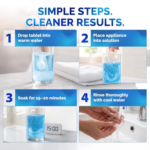 120 units Retainer Cleaner and Denture Cleaning Tablets - Mouthguard cleaner and Denture cleaner tablets Remove Plaque, Odors and Stains from Aligners, Night guard and Removable Dental Appliances 120 Count (Pack of 1)