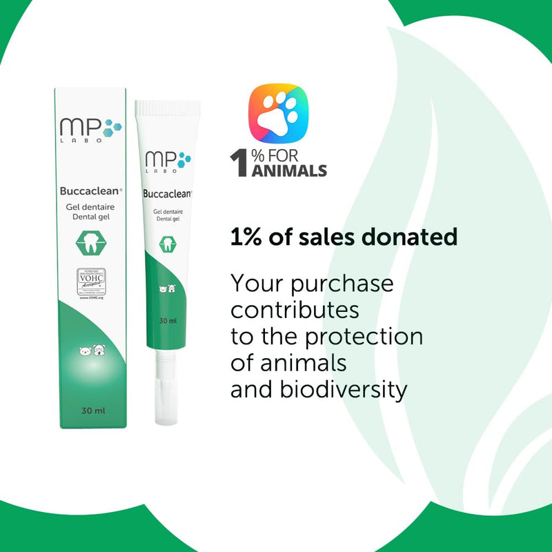 MP Labo Buccaclean® Gel 30 ml - Dental Gel for a Healthy Mouth and Soothed Gums - Dogs and Cats - VOHC® Seal of Acceptance Awarded for Dogs: “Helps Control Plaque”