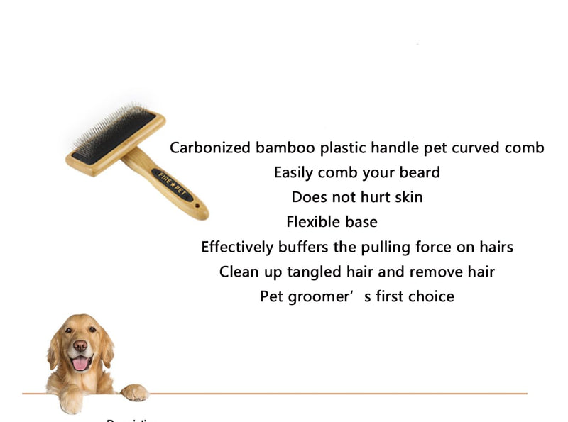 PROBUSINES-Pet Grooming Bamboo Comb Premium Carbonized Bamboo Drip Plastic Handle with Professional Stainless Steel Bent Needle Pins for Dogs and Cats Pet Bruch (large) - BeesActive Australia