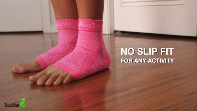 TechWare Pro Ankle Brace Compression Sleeve - Plantar Fasciitis Sock. Relieves Achilles Tendonitis. Foot Arch Support Reduces Joint Pain, Swelling & Heel Spur Pain. Injury Recovery Braces for Sports Gray L / XL (see size chart)