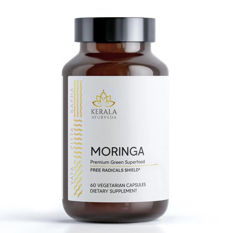 Kerala Ayurveda Moringa 450 mg Leaf Extract - 60 Veg Capsules | Powerful Antioxidants & Essential Vitamins for Immune Support, Skin Health & Gut Health | Herbal Supplements | Prop 65 Compliant