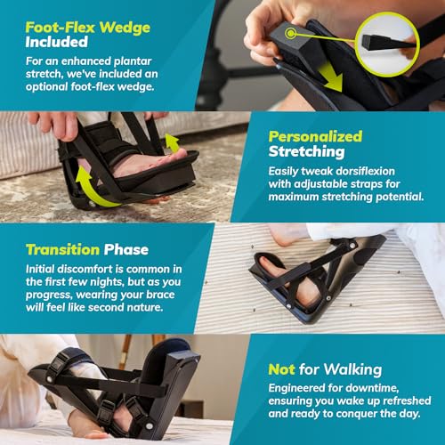 BraceAbility Sleeping Stretch Boot - Plantar Fasciitis Night Foot Splint Adjustable Achilles Tendonitis Brace for Fascia, Tendon and Calf Stretching, Heel and Bone Spur or Arch Pain Treatment (Large) Large