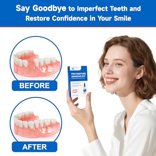 Dental Lab Denture Repair Adhesive Kit, 1oz Instant Bonding Denture Glue for Repairs Cracks, Fills Gaps, Secures Loose Teeth, Safe Bonding with No Irritating Odor