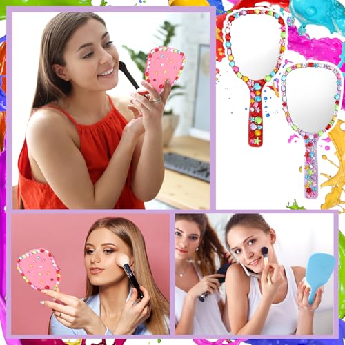 Wonderjune 24 Pcs Hand Mirror Craft Kit for Girl, Back to School Party Gift