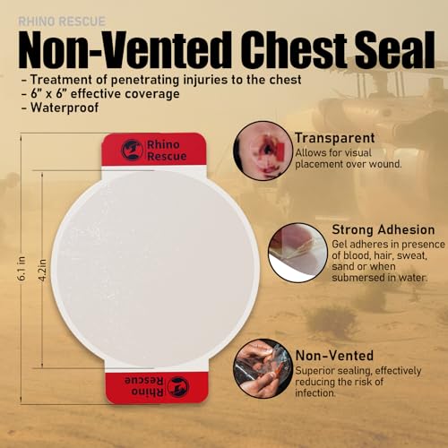 RHINO RESCUE Bundle- Non-Vented Chest Seal, IFAK Emergency Trauma Dressing+First Aid Splint 36" X 4.3" Orange-Gray