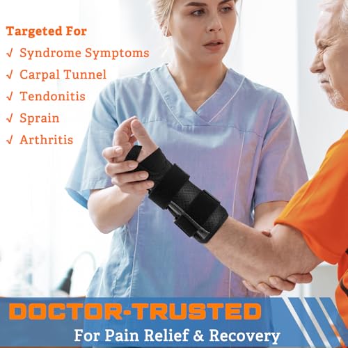 NEENCA Carpal Tunnel Wrist Brace Night Support for Women Men Pain Relief Tendonitis, Sprained, Arthritis - Right Hand Wrist Support with Metal Splint for Recovery (Small, Right Hand) Black Small