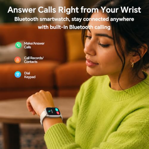 Quican Smart Watch for Women(Answer/Call), AMOLED Fitness Watch for Women Beige 1.75 Inches 46*37.4*12mm