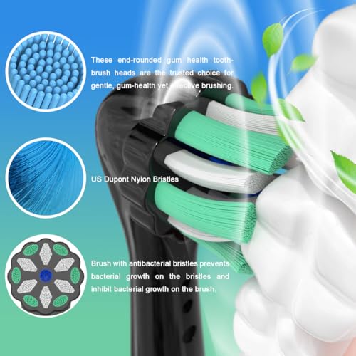 8PCS iO Replacement Brush Heads Compatible with Oral b i0 2/3/4/5/6/7/8/9/10 Series Electric Toothbrushes, Black Medium