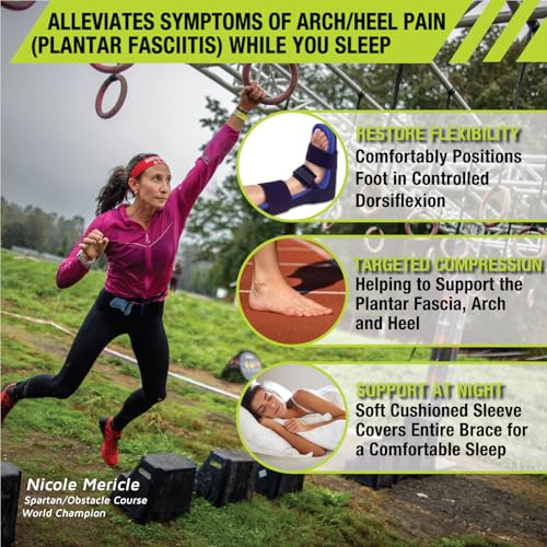 Pro-Tec Night Splint, Arch Support, Compression Brace, Pain Relief, Foot Support, Heel Support, Adjustable, Men & Women, Plantar Fasciitis Pain Relief, Easy to Use, Sleep Recovery Small
