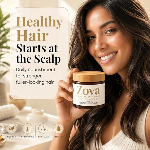 Zova Hair Growth Balm – Batana, Castor, Argan & Rosemary Oil Blend for Thicker, Stronger Hair – Deep Scalp Nourishing Hair Treatment for Men & Women – Natural Hair Repair & Moisturizing Balm 4 oz