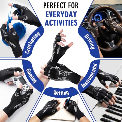 Compression Gloves Arthritis All-Around for Women Men for Pain Black-XL