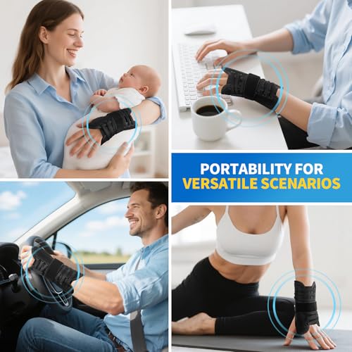 CAMBIVO Wrist Brace for Carpal Tunnel Tendonitis – Night & Day Compression Wrist Support with Removable Aluminum Splint, One-Hand Easy Adjust, Breathable Mesh, Left Hand S/M Black Small/Medium(Left Hand)
