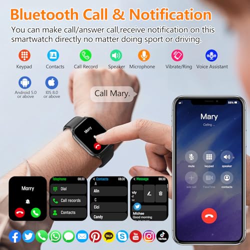 Smart Watch for Women Men, GPS Smartwatches with Heart Rate/SpO2/Sleep/Stress Monitor, 100+ Sports Fitness Watches, IP68 Waterproof Activity Tracker for Android/ iOS Phone (Black, 1.96"_GPS+Map) Black