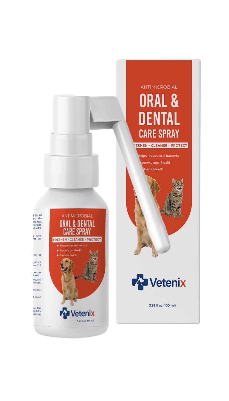 Oral Spray for Dogs and Cats Teeth Cleaning Spray Freshens Breath, Soothes Gums, Alcohol Free Daily Dental Care with Pure Hypochlorous – 3.38 oz